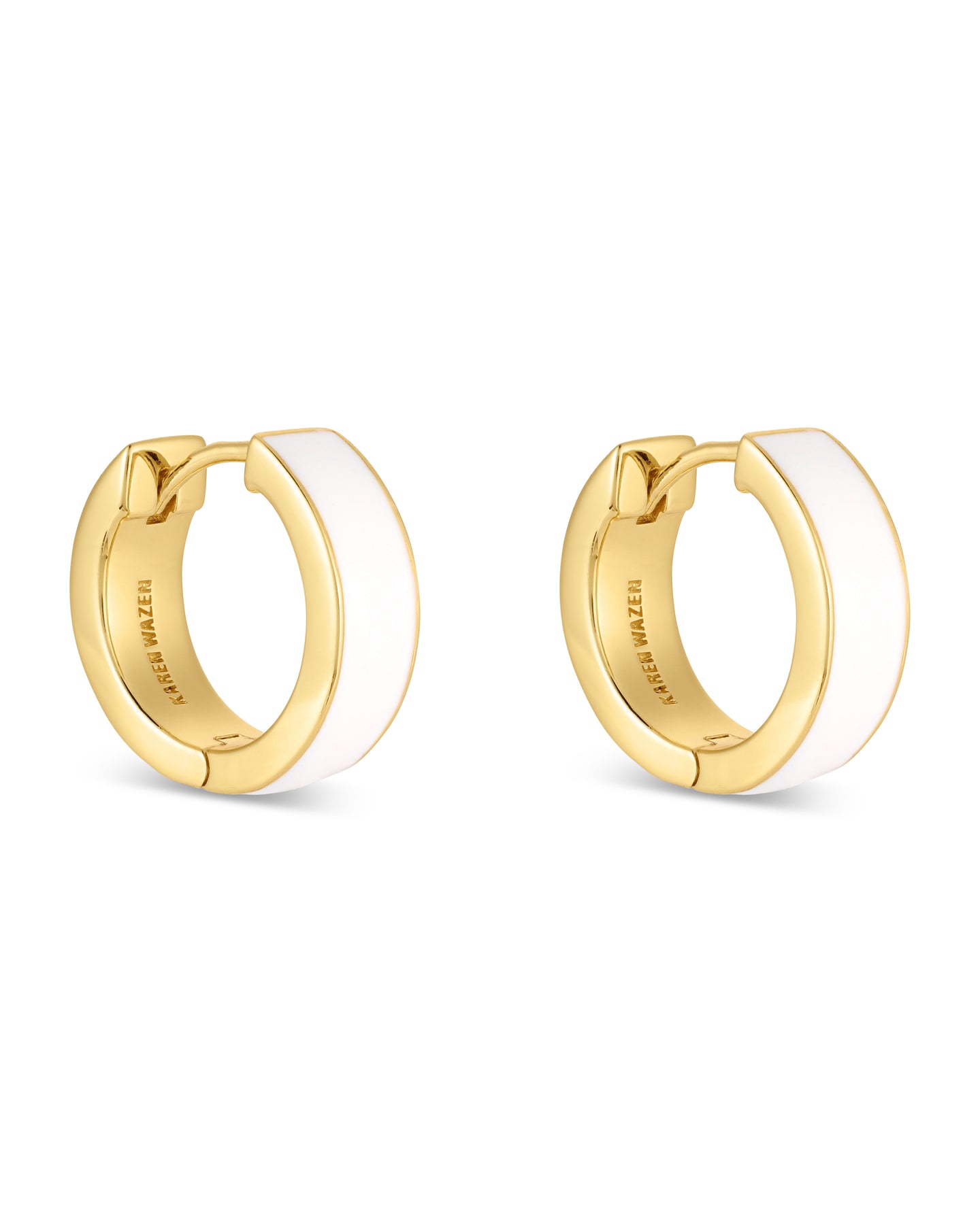 Love Links Enamel Earrings - White on Gold